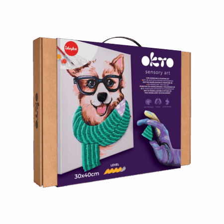 3D Málað og Leirað Listaverk " Fashion Corgi "