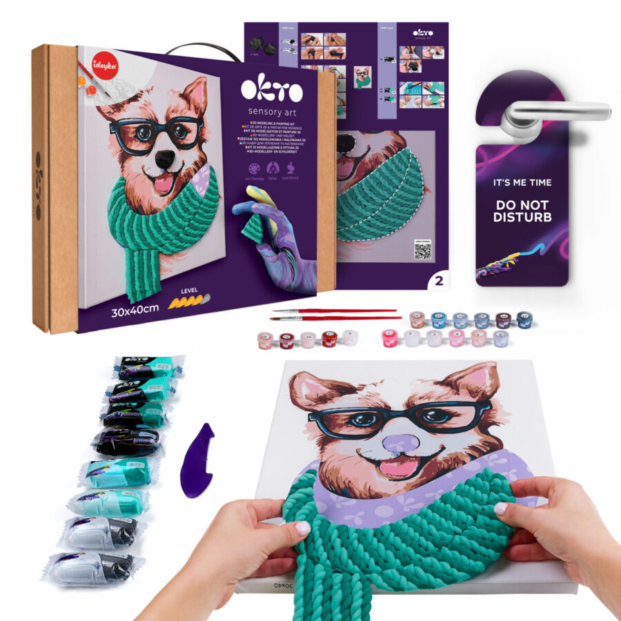 3D Málað og Leirað Listaverk " Fashion Corgi " - Image 2