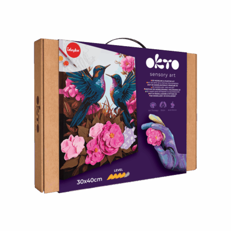 3D Málað og Leirað Listaverk " Hummingbirds in Love "