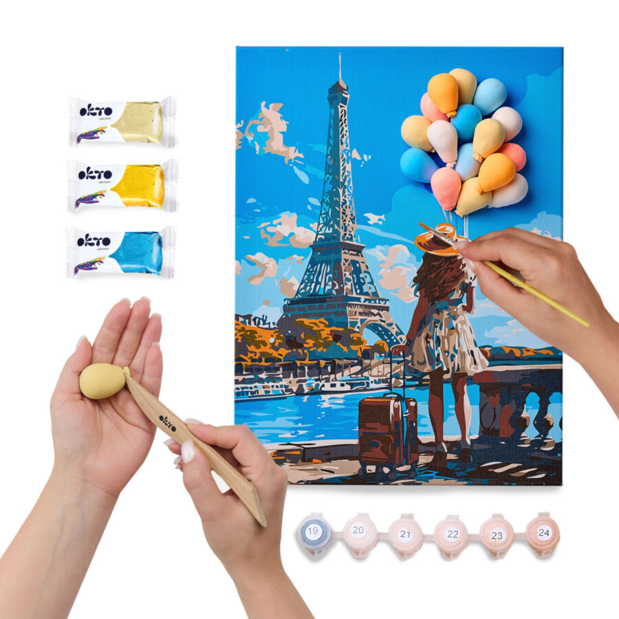 3D Málað og Leirað Listaverk " Greetings From Paris" - Image 4