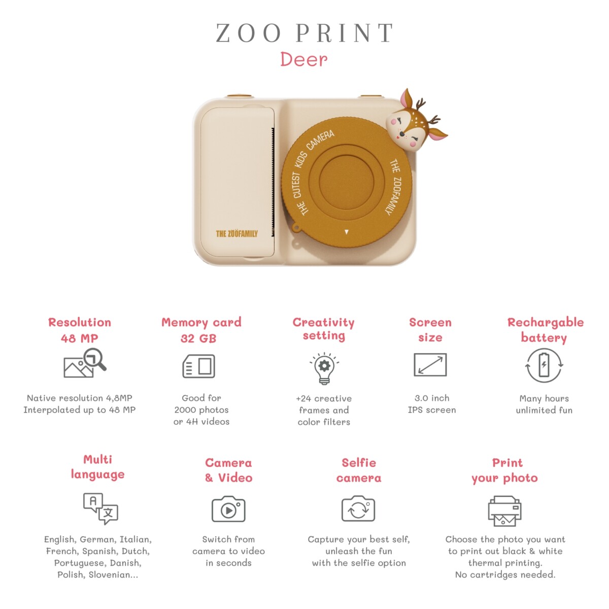 Barnamyndavél - Zoo Print - Dádýr - Image 10